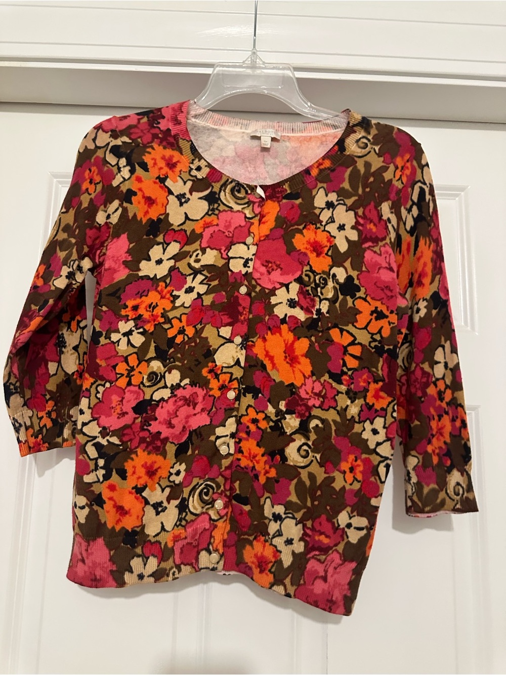 Talbots Multicolor Floral Button-Front Cardigan